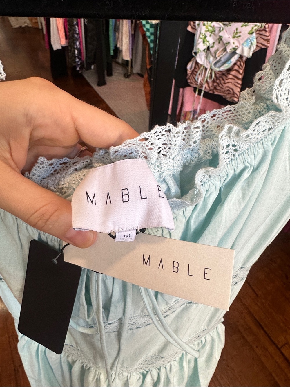 MABLE Mint Lace-Trim Summer MIDI Dress - Picture 2 of 5
